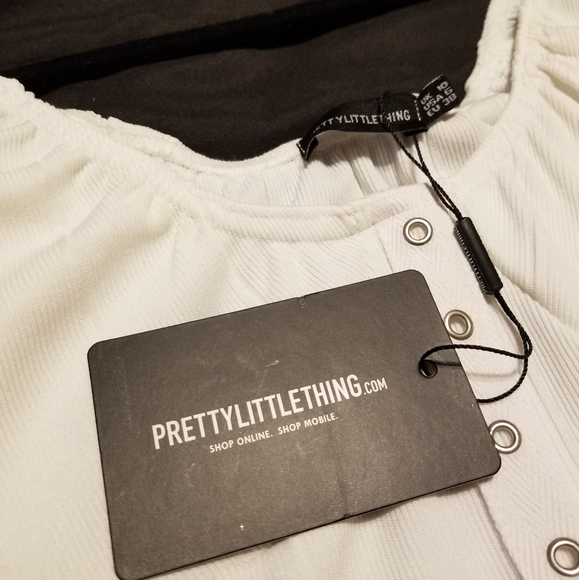 PLT White Rib Mesh Sleeve Bodysuit NWT - Picture 5 of 6